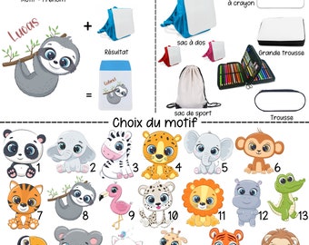 Sac à dos Maternelle, Sac de sport, Trousse, Boîte à crayons. Article Pour l'école Personnalisé