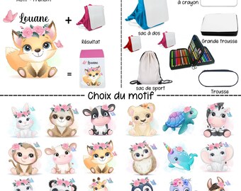 Sac à dos Maternelle, Sac de sport, Trousse, Boîte à crayons. Article Pour l'école Personnalisé