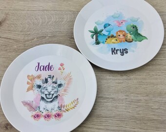 Assiette personnalisée enfant/Assiette plastique enfant/Vaisselle enfant/Assiette prénom personnalisé/Assiette polymère enfant