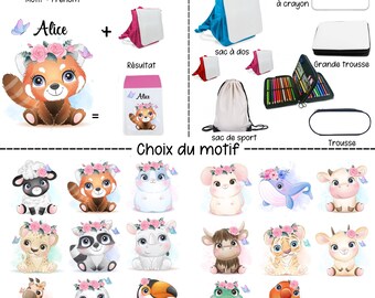 Sac à dos Maternelle, Sac de sport, Trousse, Boîte à crayons. Article Pour l'école Personnalisé