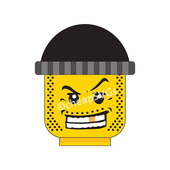 Download Lego City Bad Guy Head Minifigure Cricut Silhouette Cameo Svg Etsy