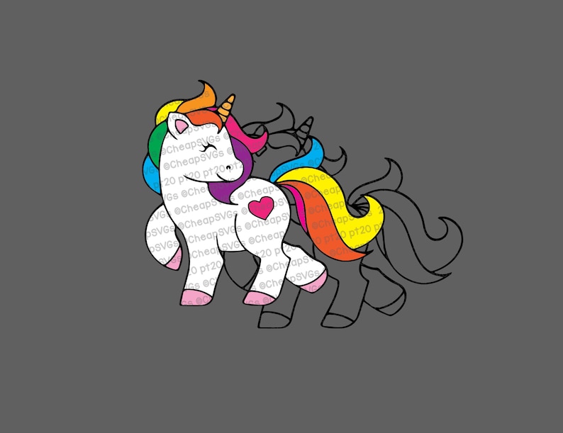 Download Unicorn Cute Heart SVG Rainbow DXF and PNG Downloadable ...
