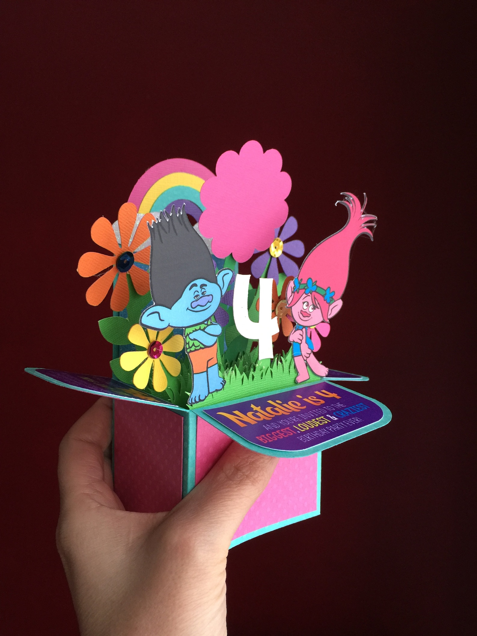 Download Trolls Pop-up Box 3D foldable invitation SVG with STEPBY ...