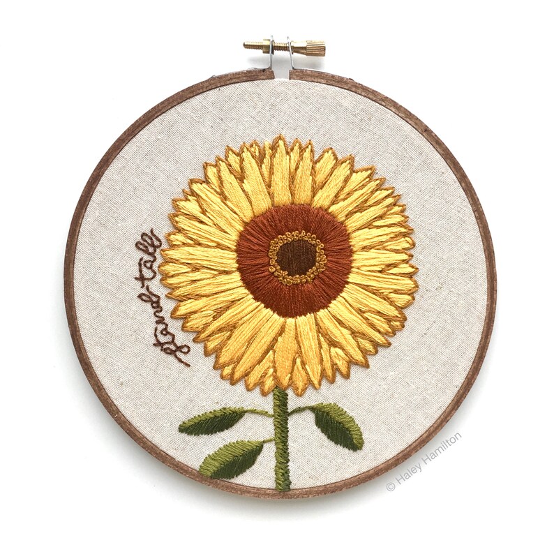 Embroidered Sunflower Sunflower Decor Floral Embroidery Etsy