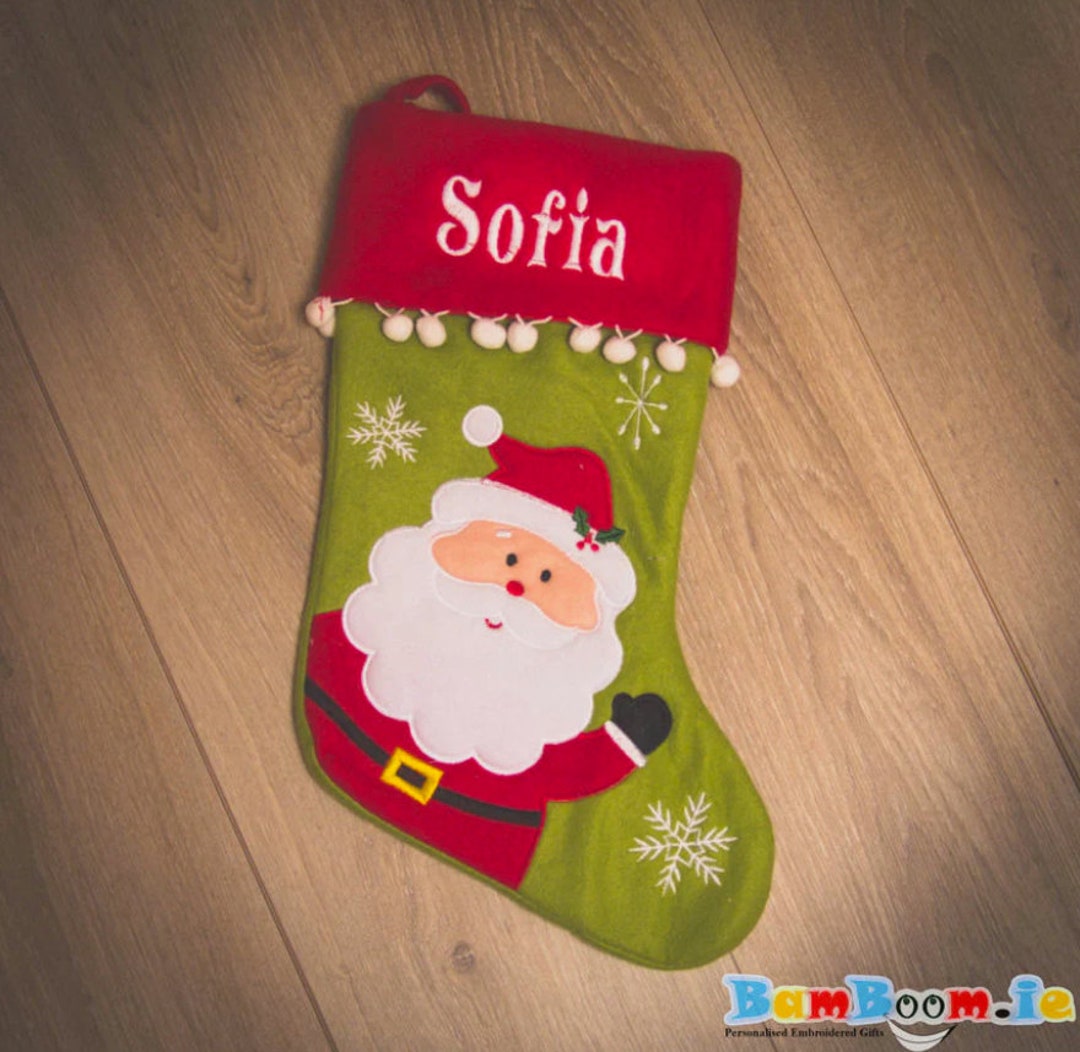 Personalised Stocking With Santa Claus Xmas Stocking Etsy