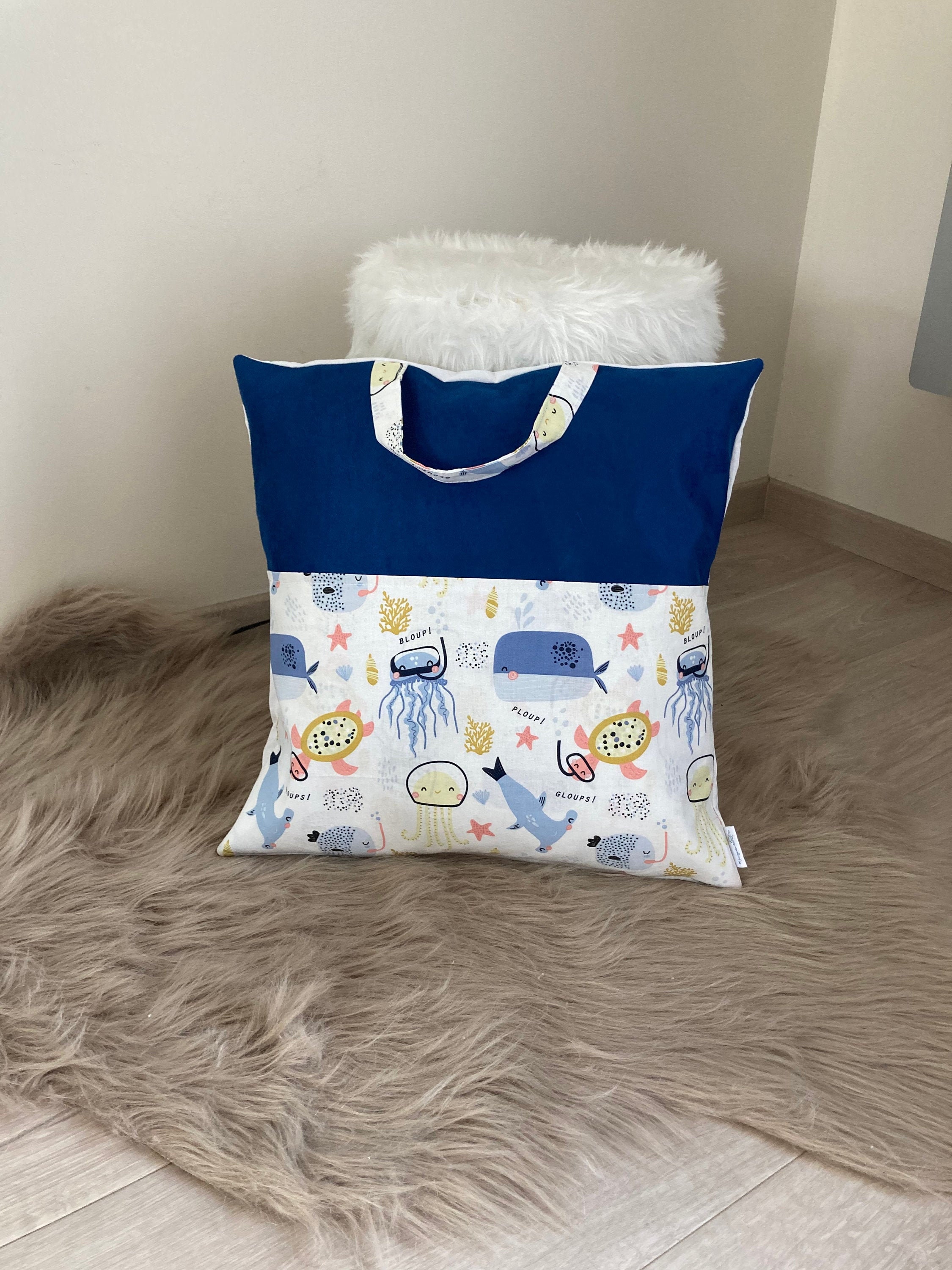 Housse de Coussin Meduses Poissons/Lecture Enfant