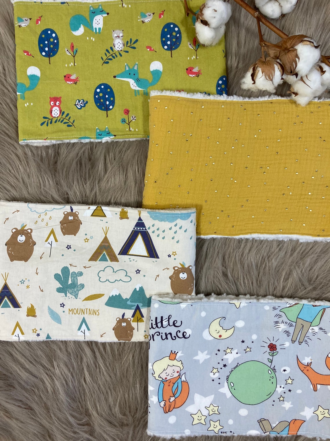 Lot De 2 Tours De Cou Enfant En Coton Et Velours – Snood Polaire Hiver – Motifs Animaux – Taille 19,5 X 15 Cm - 9