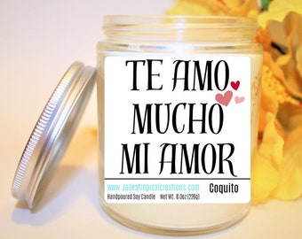 Te Amo Mucho, Coquito Candle, I Love You Gift, Gifts For Her, Personalized Candles, Boricua Gift Ideas, Gifts For Home, Puerto Rican Gift