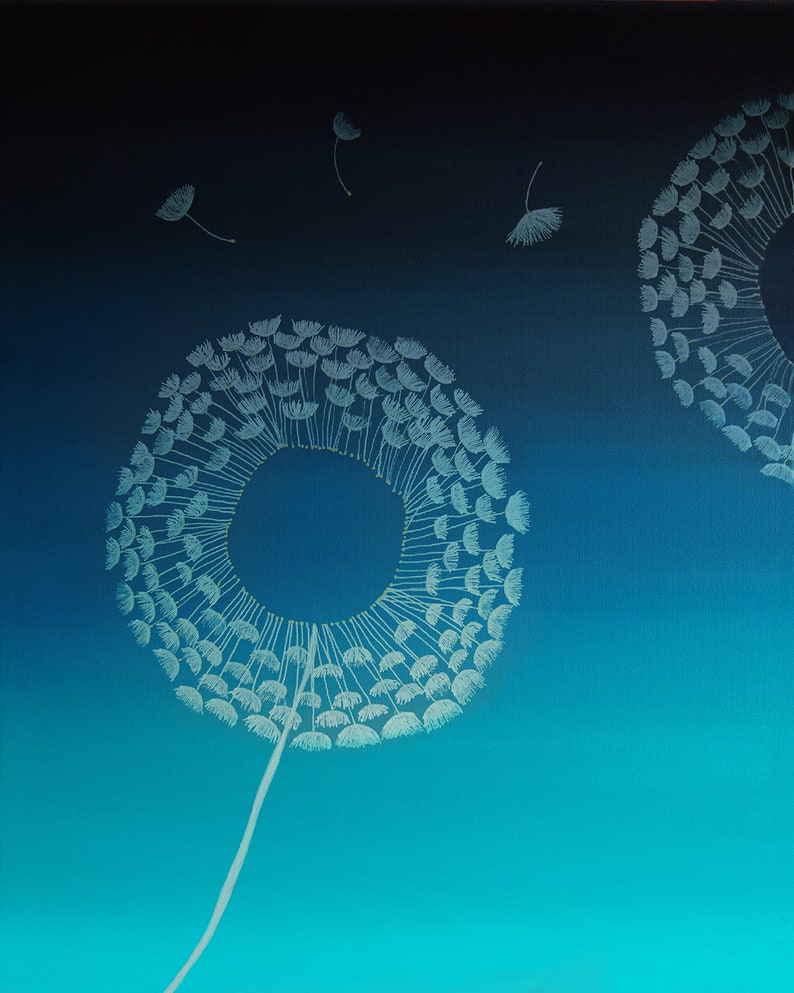 Dandelion Art Set 3 Piece Wall Art Set Boho Girl Art Etsy