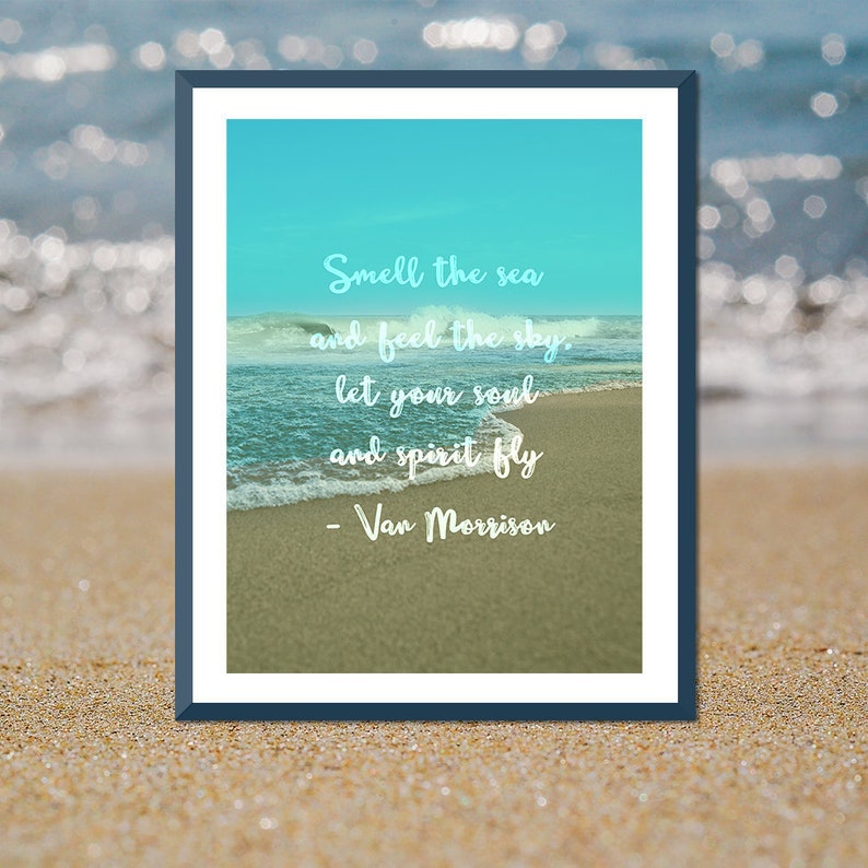 Beach House Poster Large Quote Wall Art Beach Quote Art Van Morrison Print Song Lyric Art Music Typography Surfing Nurserysurfer Girl