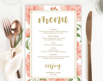wedding menu template etsy