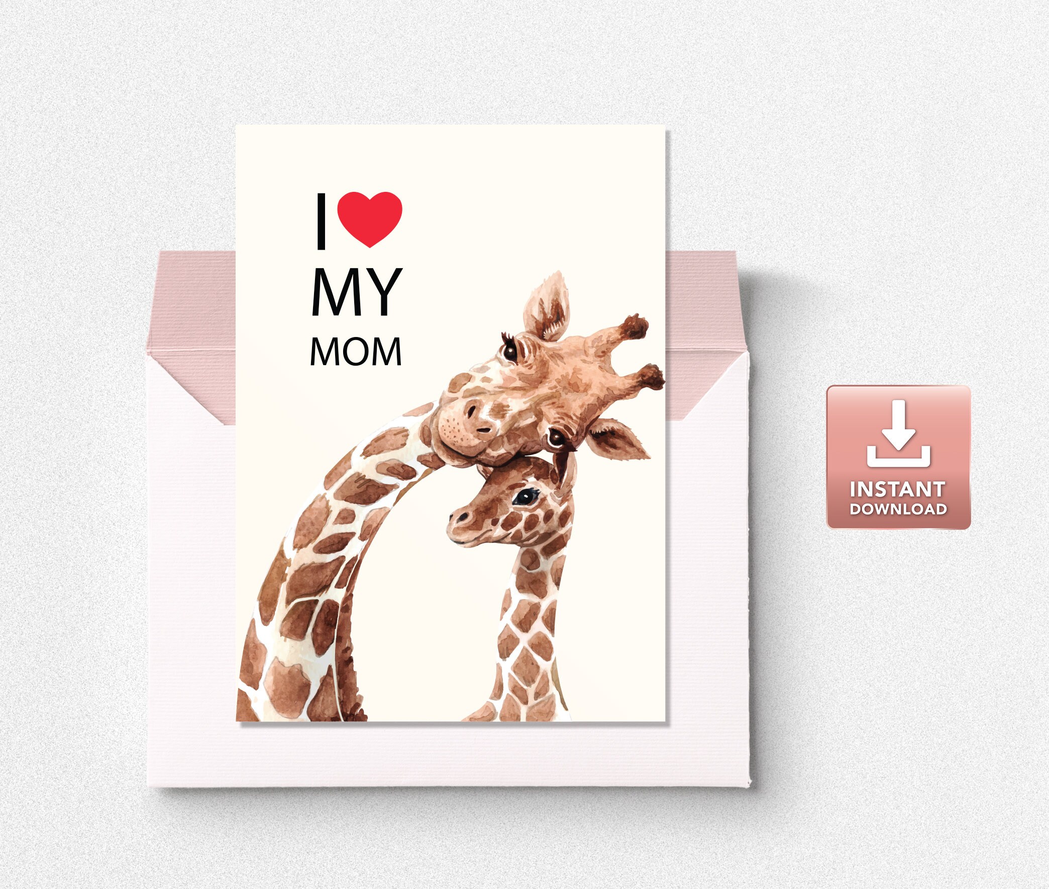 Mother's Day Card Giraffe Animal Card Happy Mother Day | Etsy