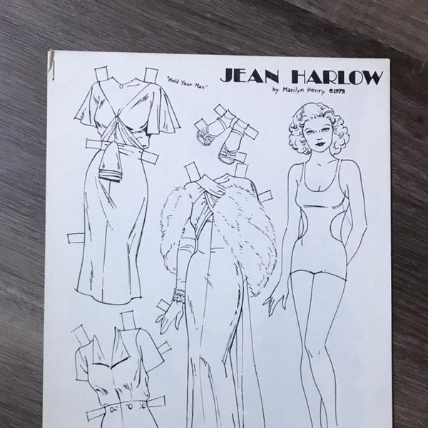 Vintage Jean Harlow paper dolls by Marilyn Henry dated 1978