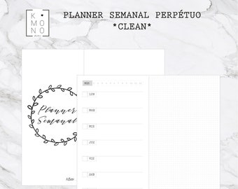 CLEAN STANDARD - Standard weekly agenda for midori traveler's notebook, printable and in Spanish