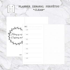 CLEAN A5 - Week view agenda for midori traveler's notebook, printable and in Spanish