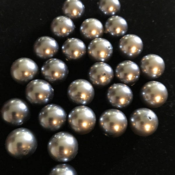 SWAROVSKI IMITATION PEARLS 16mm 26 pcs center hole - Dark Grey Color - make a necklace, bracelets or multiple earrings.