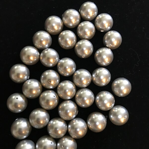 SWAROVSKI IMITATION PEARLS 14mm 30 pcs center hole - Silver color - make a necklace, bracelets or multiple earrings.