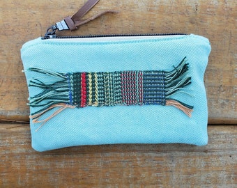 Handmade Zipper Bag, Hand Woven Pouch, Handmade Coin Purse