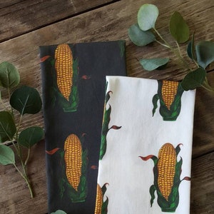 Corn Tea Towel, Corn Print Towel, Corn Kitchen Linens image 1