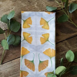 Ginkgo Leaves Tea Towel, Ginkgo Kitchen Towel, Watercolor Leaves Towel