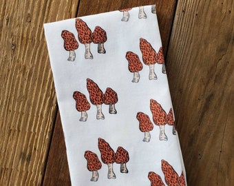 Morel Tea Towel, Veggie Dish Towel, Mushroom Home Decor