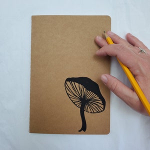 Mushroom Print Journal, Linocut Mushroom Sketchbook, Mushroom Notebook