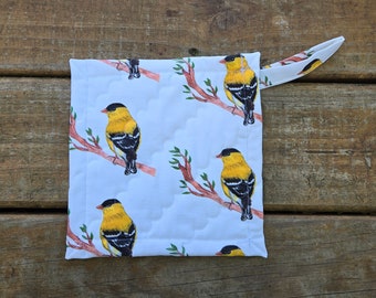 Goldfink Topflappen, Goldfinch Print Topflappen, Handgemachte Disthen Topflappen