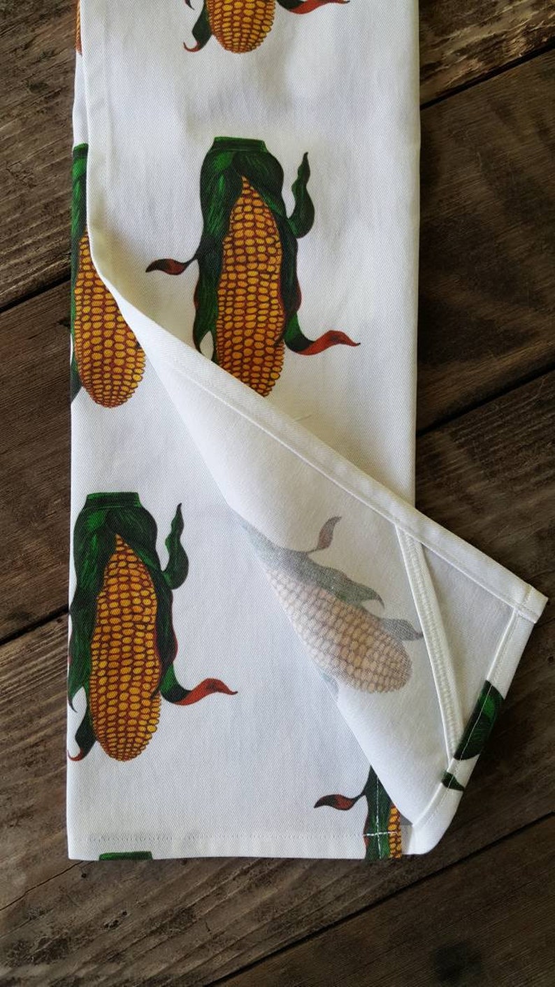 Corn Tea Towel, Corn Print Towel, Corn Kitchen Linens image 7