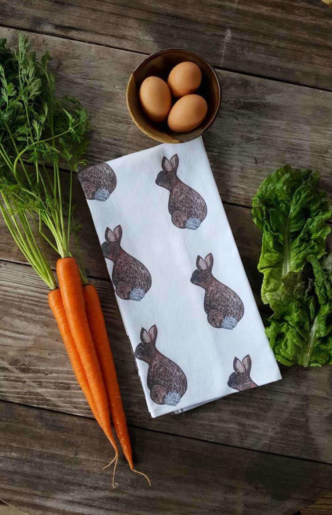 Bunny Rabbit Tea Towel, Rabbit Print Towel, Handmade Bunny Dish Towel Etsy