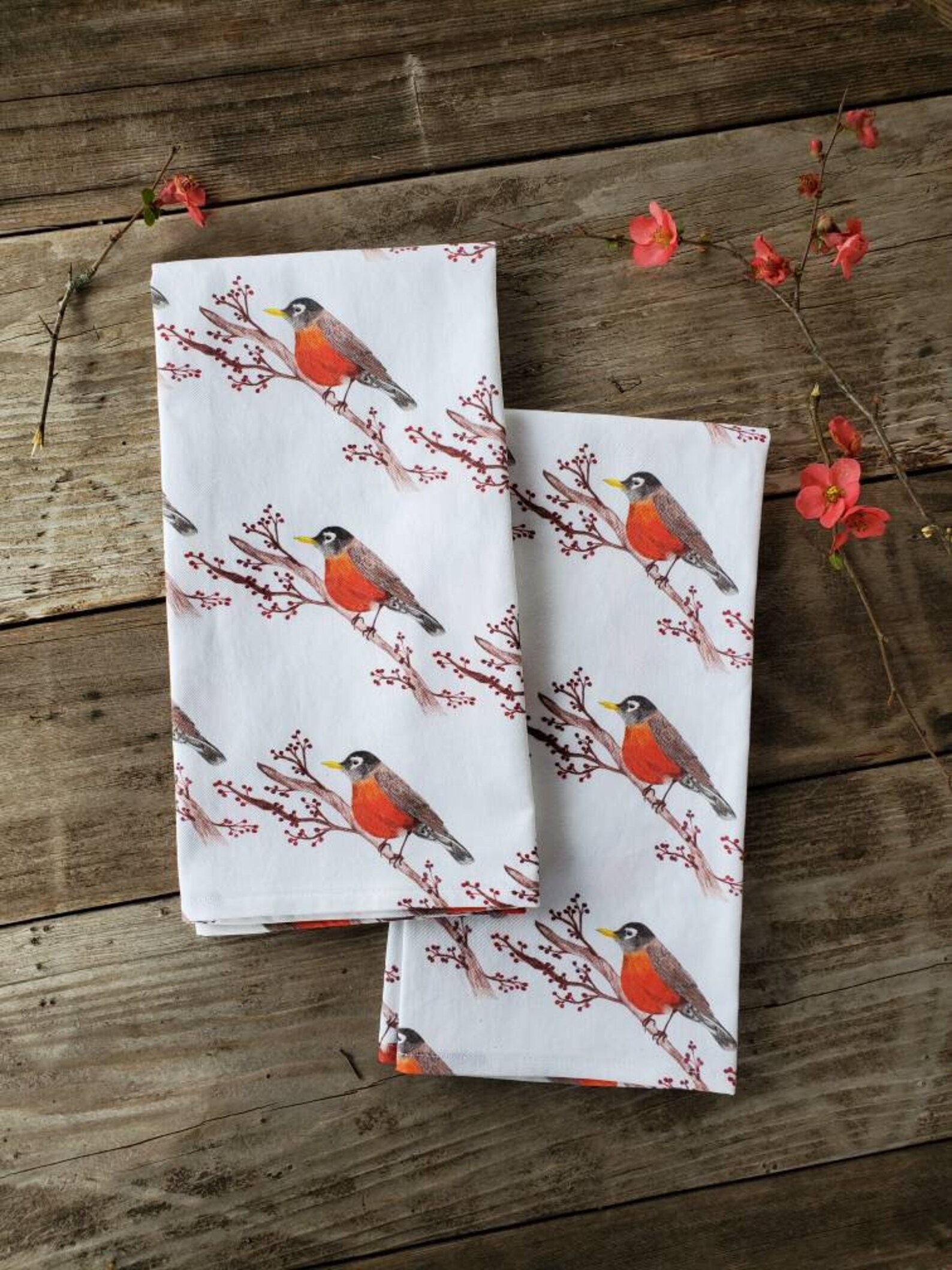 Robin Tea Towel Bird Print Dish Towel Bird Kitchen Towel Etsy Norway