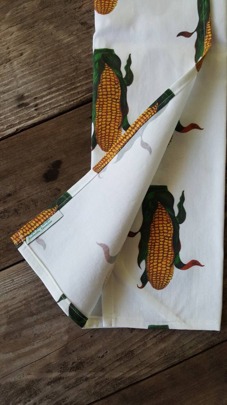 Corn Tea Towel, Corn Print Towel, Corn Kitchen Linens image 6