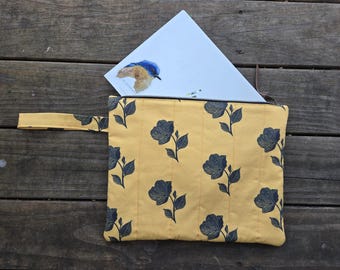 Handmade Rose Laptop Case, Quilted Tablet Bag, Handmade Laptop Zipper Bag