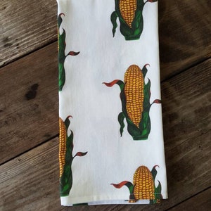 Corn Tea Towel, Corn Print Towel, Corn Kitchen Linens image 3