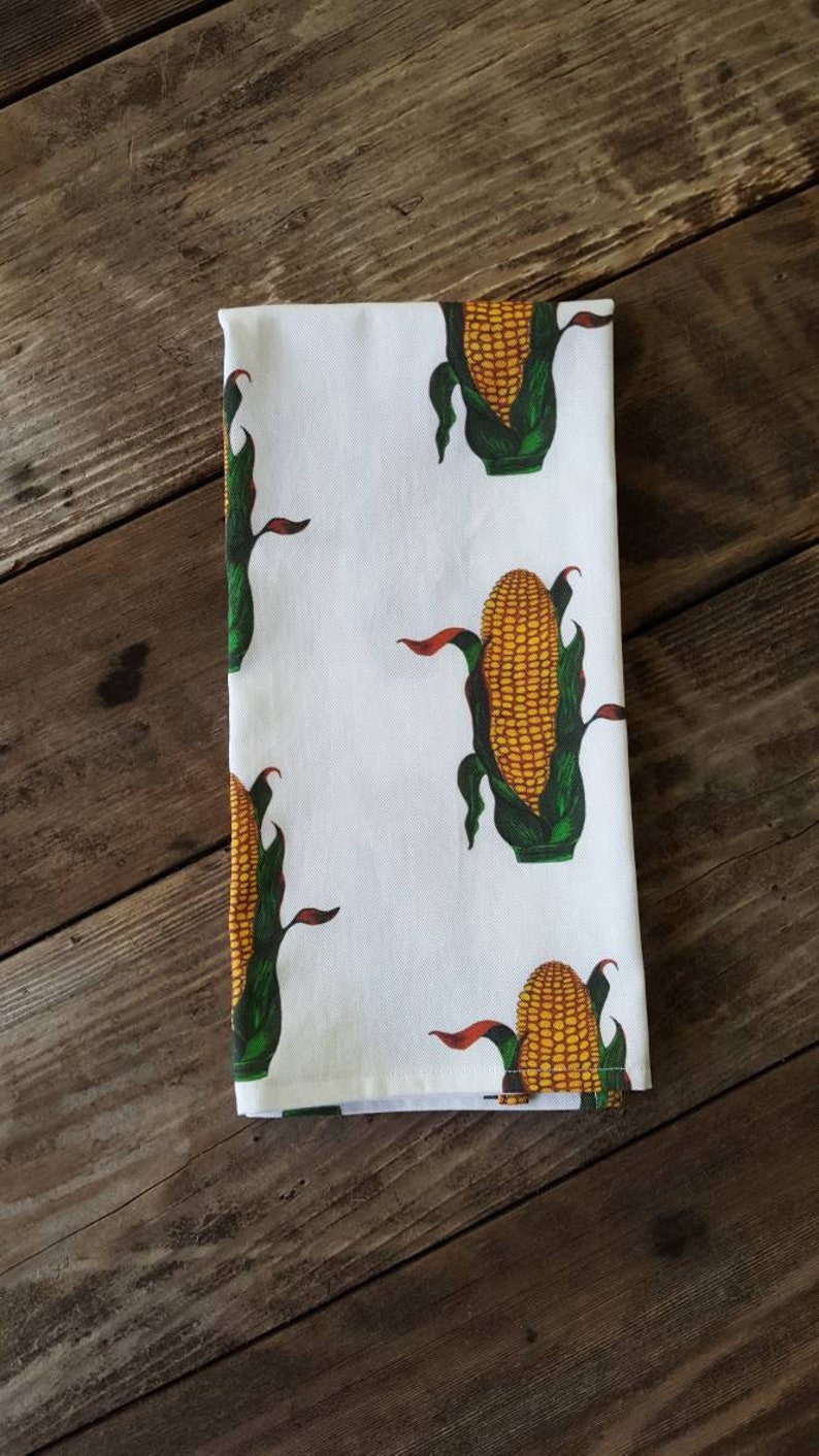 Corn Tea Towel, Corn Print Towel, Corn Kitchen Linens image 3