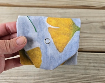 Ginkgo Print Wallet, Handmade Card Wallet, Women's Wallet