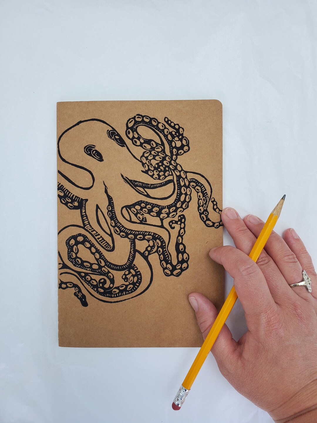 Octopus Notebook Octopus Print Journal, Linocut Octopus Journal, Octopus Notebook - Etsy