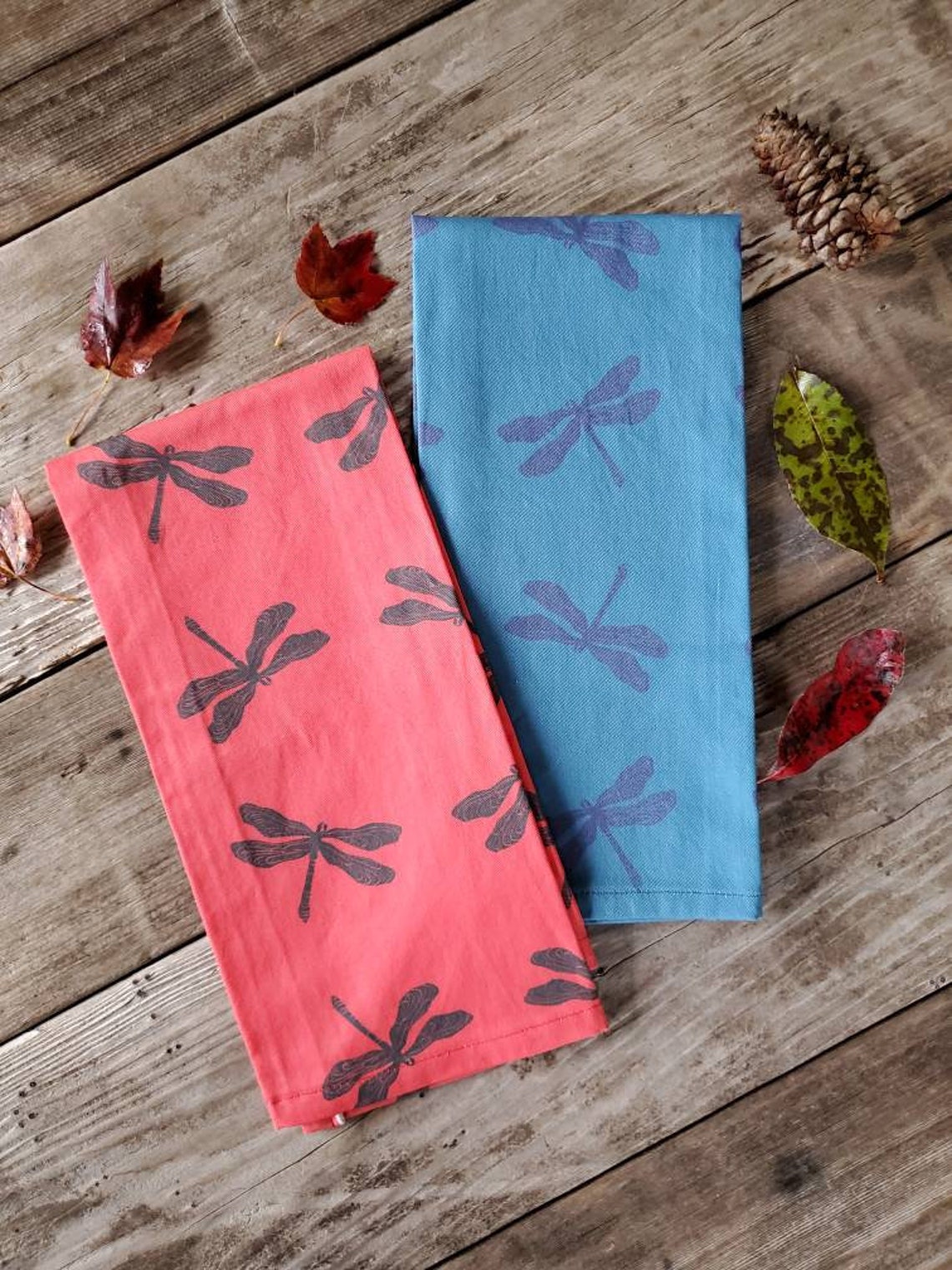 Dragonfly Tea Towel Insect Dish Towel Blue Dragonfly Towel Etsy