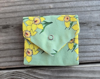 Daffodil Wallet, Floral Print Wallet, Handmade Wallet