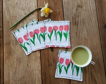 Tulip Cocktail Napkins, Tulip Cloth Napkins, Tulip Coasters