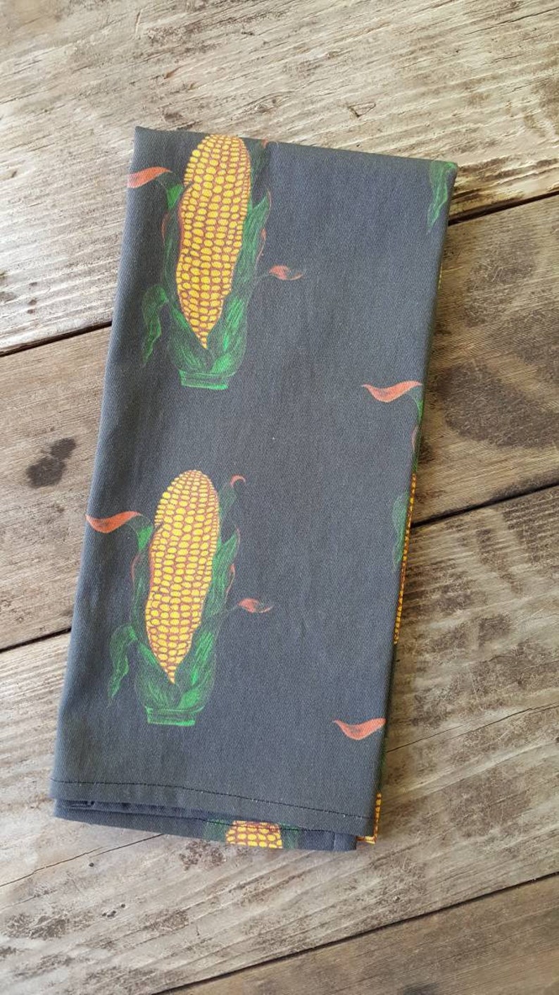 Corn Tea Towel, Corn Print Towel, Corn Kitchen Linens image 2