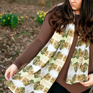 Handmade Silk Scarf, Maple Leaf Scarf, Eco-friendly Silk Scarf