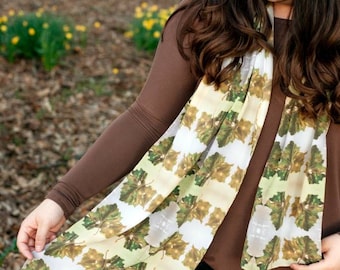 Handmade Silk Scarf, Maple Leaf Scarf, Eco-friendly Silk Scarf