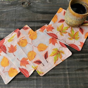 Autumn Leaves Napkins, Handmade Party Napkins, Cocktail Napkins