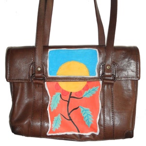 WOMEN&#39;S 90&#39;S BAG Handmade women&#39;s 90&#39;s bag Hand painted women&#39;s bag Leather shoulder Bags Women&#39;s Handcrafted Tote Bag Leather Vintage bags-