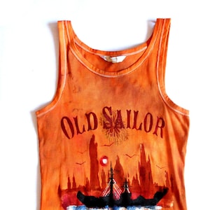 Women&#39;s sleeveless tops-Vintage Inspired Tank Tops-Handmade Tank Tops-Prague Tank Tops-Prague Souvenirs T-shirt-Sleeveless Tee-Retro T-shirt