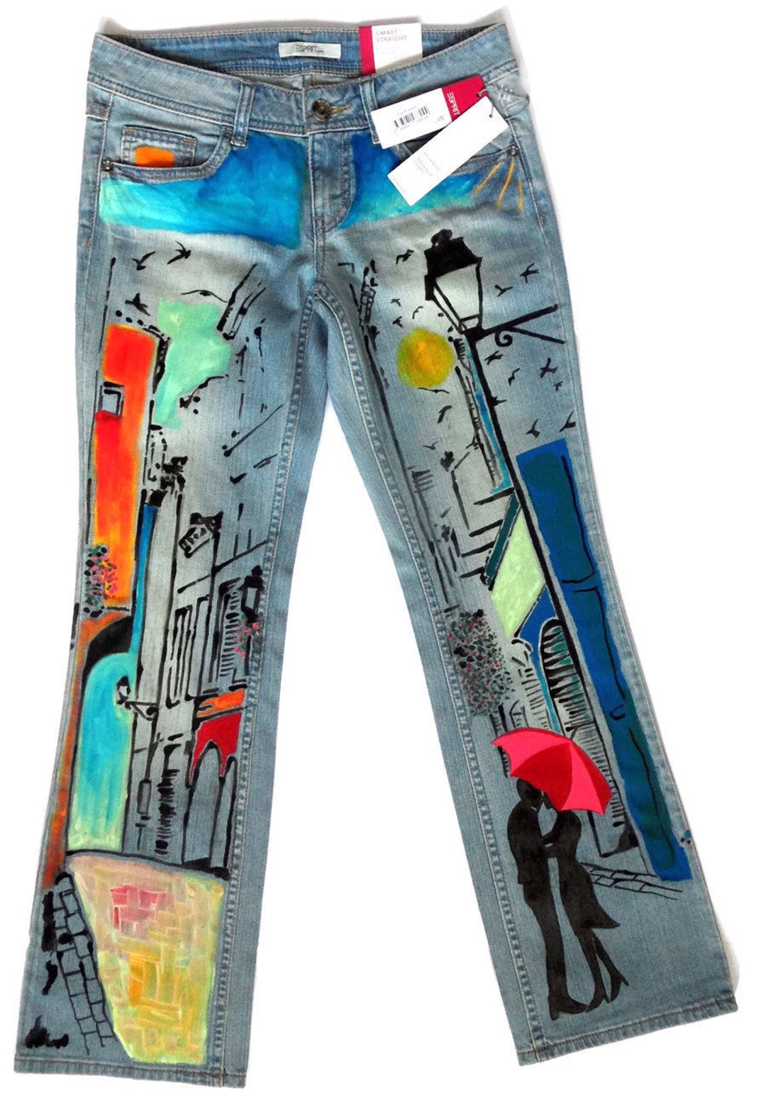 Jeans pintados en los bolsillos hotsell