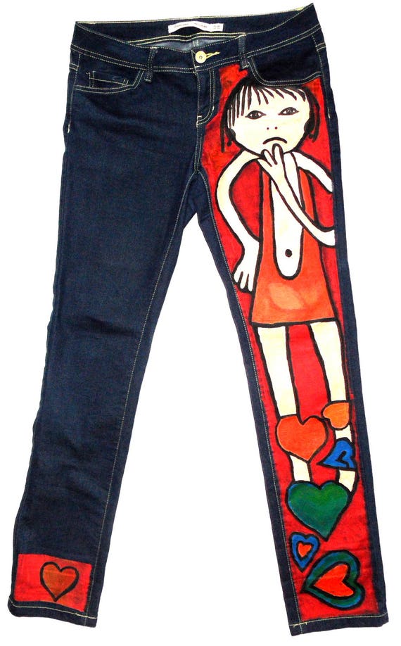 painted blue jeans