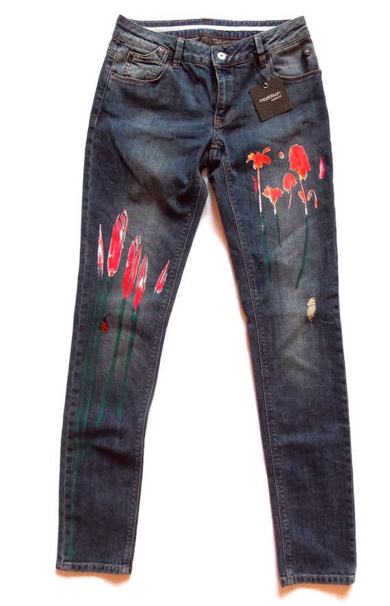 womens floral jeans