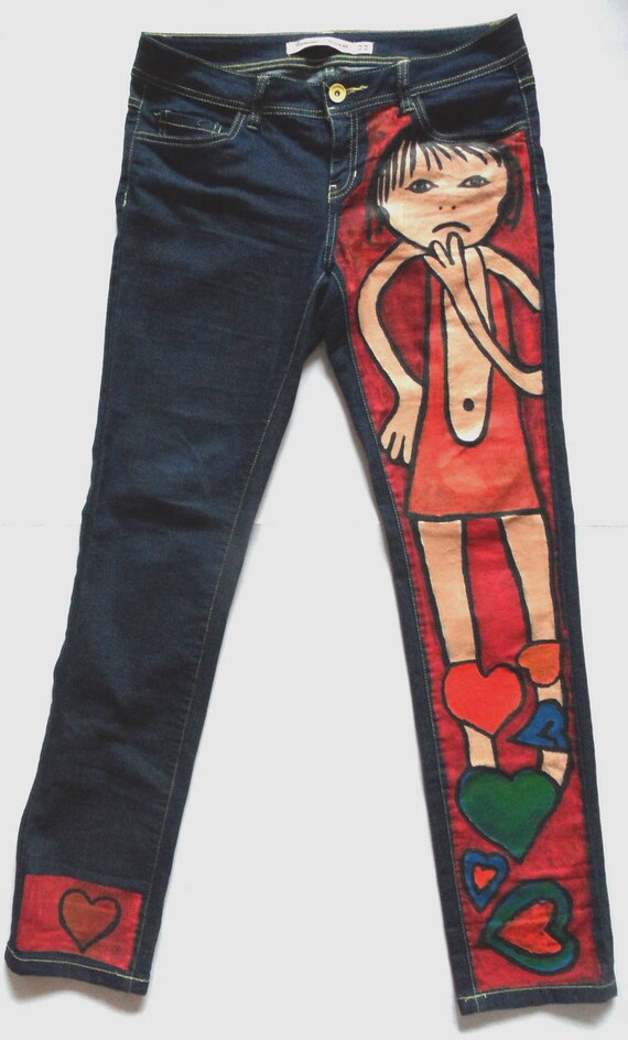 painted on blue jeans