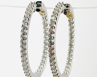 Cubic Zirconia Sterling Silver Hoop Earrings Set